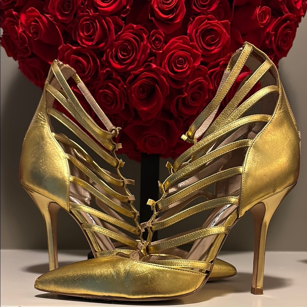 Oscar de la Renta Gold Winged Heels